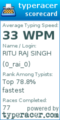 Scorecard for user 0_rai_0