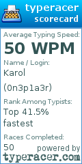Scorecard for user 0n3p1a3r