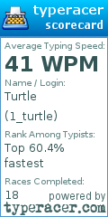 Scorecard for user 1_turtle