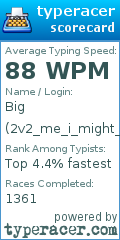 Scorecard for user 2v2_me_i_might_win