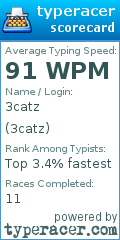 Scorecard for user 3catz