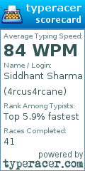 Scorecard for user 4rcus4rcane