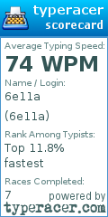Scorecard for user 6e11a