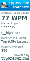 Scorecard for user __highflier