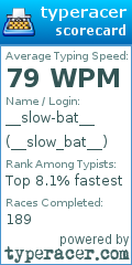 Scorecard for user __slow_bat__