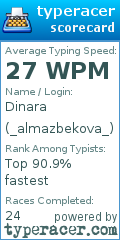 Scorecard for user _almazbekova_