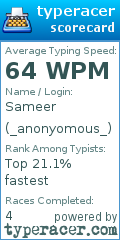 Scorecard for user _anonyomous_