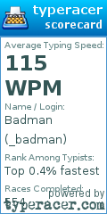 Scorecard for user _badman