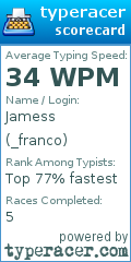 Scorecard for user _franco