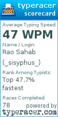 Scorecard for user _sisyphus_