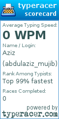 Scorecard for user abdulaziz_mujib