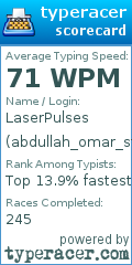 Scorecard for user abdullah_omar_stan