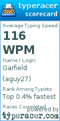 Scorecard for user aguy27