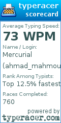 Scorecard for user ahmad_mahmoud2005