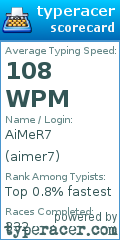 Scorecard for user aimer7