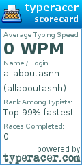 Scorecard for user allaboutasnh