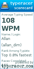 Scorecard for user allan_dim