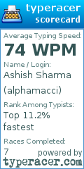 Scorecard for user alphamacci