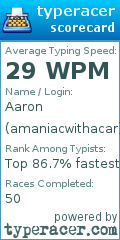 Scorecard for user amaniacwithacar