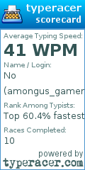 Scorecard for user amongus_gamer