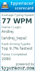 Scorecard for user andrej_tepa