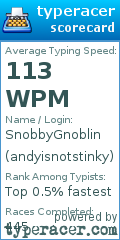 Scorecard for user andyisnotstinky
