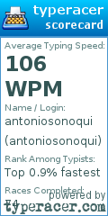 Scorecard for user antoniosonoqui