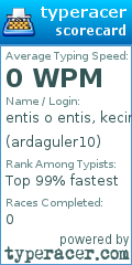Scorecard for user ardaguler10