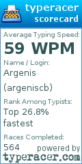 Scorecard for user argeniscb