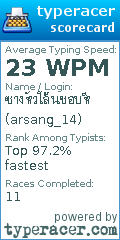 Scorecard for user arsang_14
