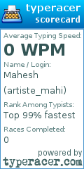 Scorecard for user artiste_mahi