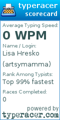 Scorecard for user artsymamma