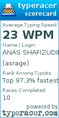Scorecard for user asrage