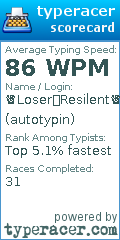 Scorecard for user autotypin