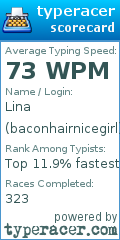 Scorecard for user baconhairnicegirl