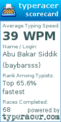 Scorecard for user baybarsss