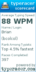 Scorecard for user bcolcol