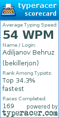 Scorecard for user bekillerjon