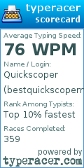 Scorecard for user bestquickscoperm9