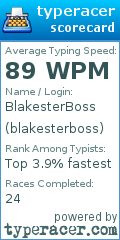 Scorecard for user blakesterboss