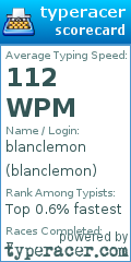 Scorecard for user blanclemon