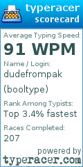 Scorecard for user booltype