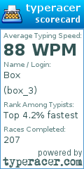 Scorecard for user box_3