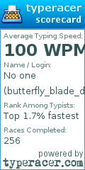 Scorecard for user butterfly_blade_dance
