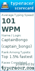 Scorecard for user captain_bongo