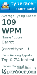 Scorecard for user carrottypz__