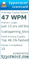 Scorecard for user catsgaming_bloxd