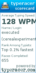 Scorecard for user cerealexperiments