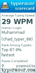Scorecard for user chad_typer_88