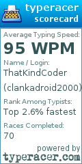 Scorecard for user clankadroid2000
